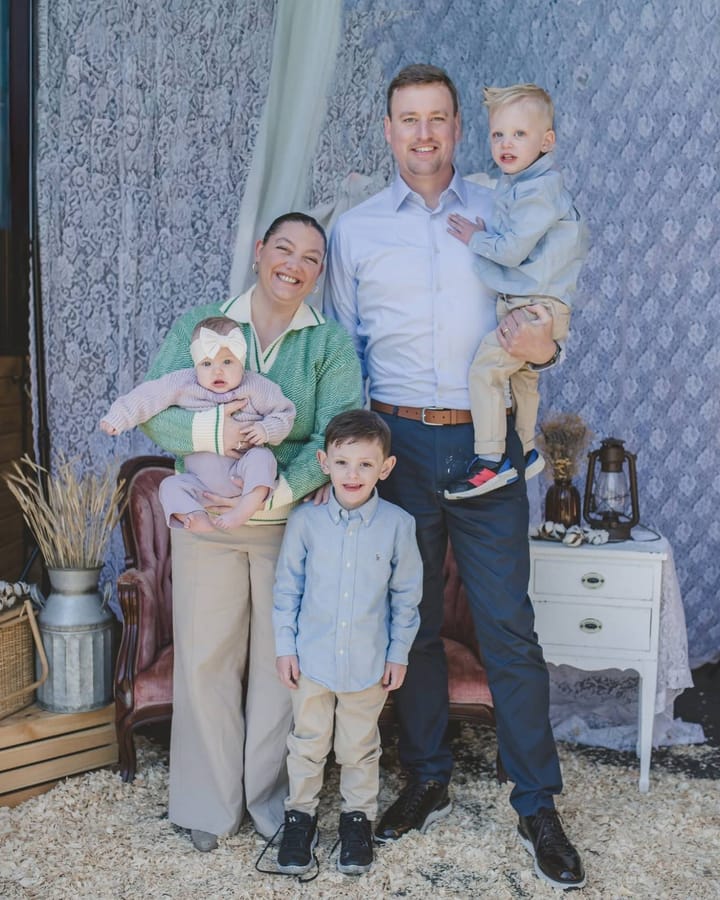 Matthew Braithwaite with his wife, Nicolette, and their three children